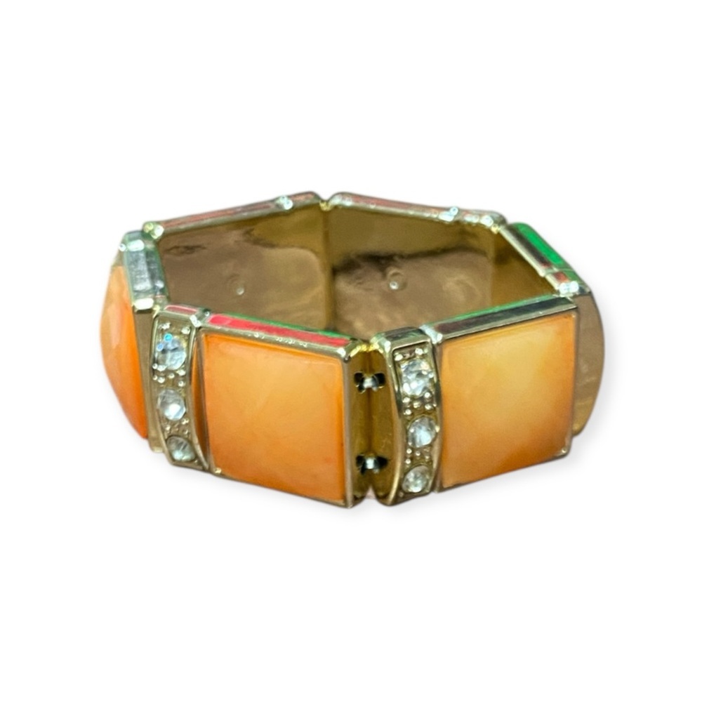 Elegant Orange and Gold Stretch Bracelet
